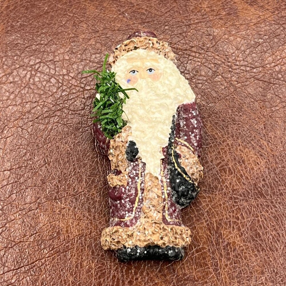 Vintage Enesco Santa Claus Pin By Linda Lindquist Baldwin 2 1/2"